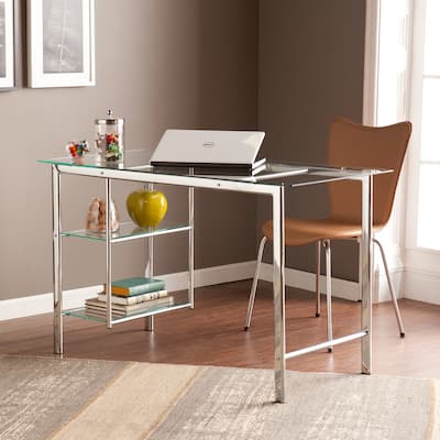 SEI Furniture Liberty Chrome/ Glass Desk