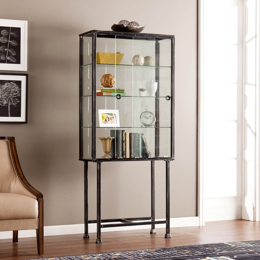 SEI Furniture Metal/ Glass Sliding-Door Curio Cabinet