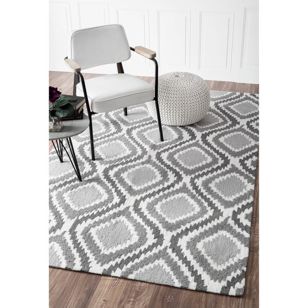 nuLOOM Handmade Modern Ikat Trellis Grey Rug (8'6 x 11'6) Free