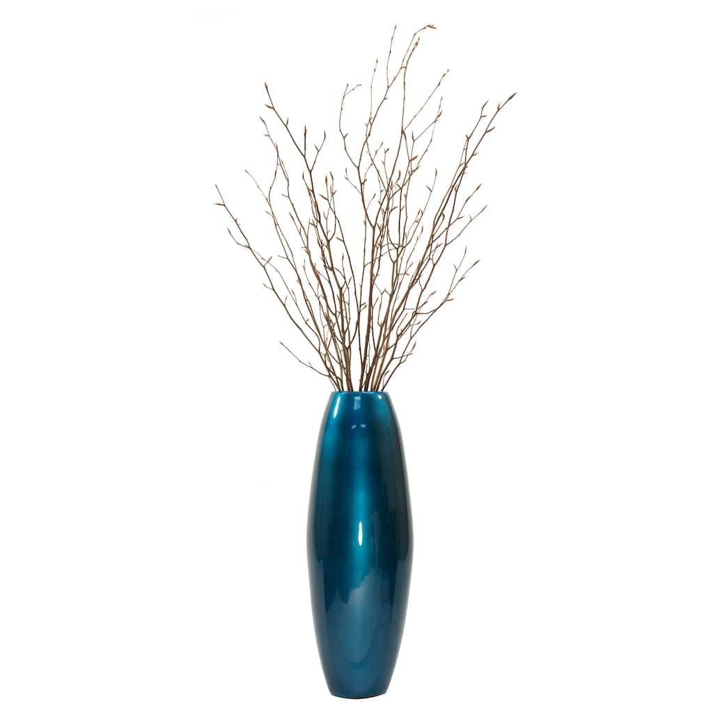 24-inch Lacquer Cylinder Floor Vase with Natural Branches