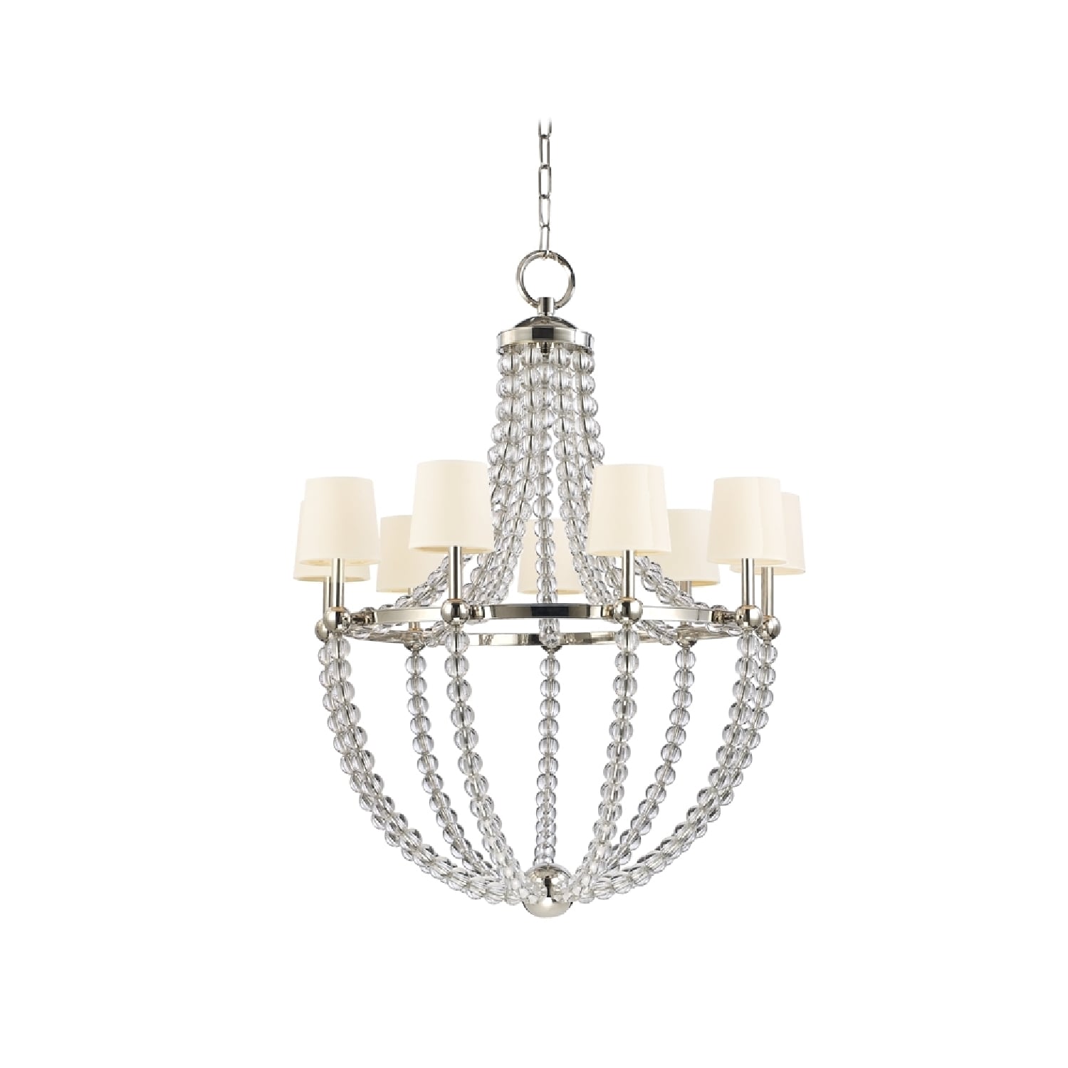 Hudson Valley Danville White Shade 9-light Polished Chandelier (Polished Nickel, White) - Chandeliers For Bedrooms by Overstock.com