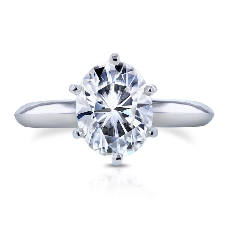 Annello by Kobelli 14k White Gold 2 1/10ct Oval Moissanite Solitaire 6-Prong Engagement Ring