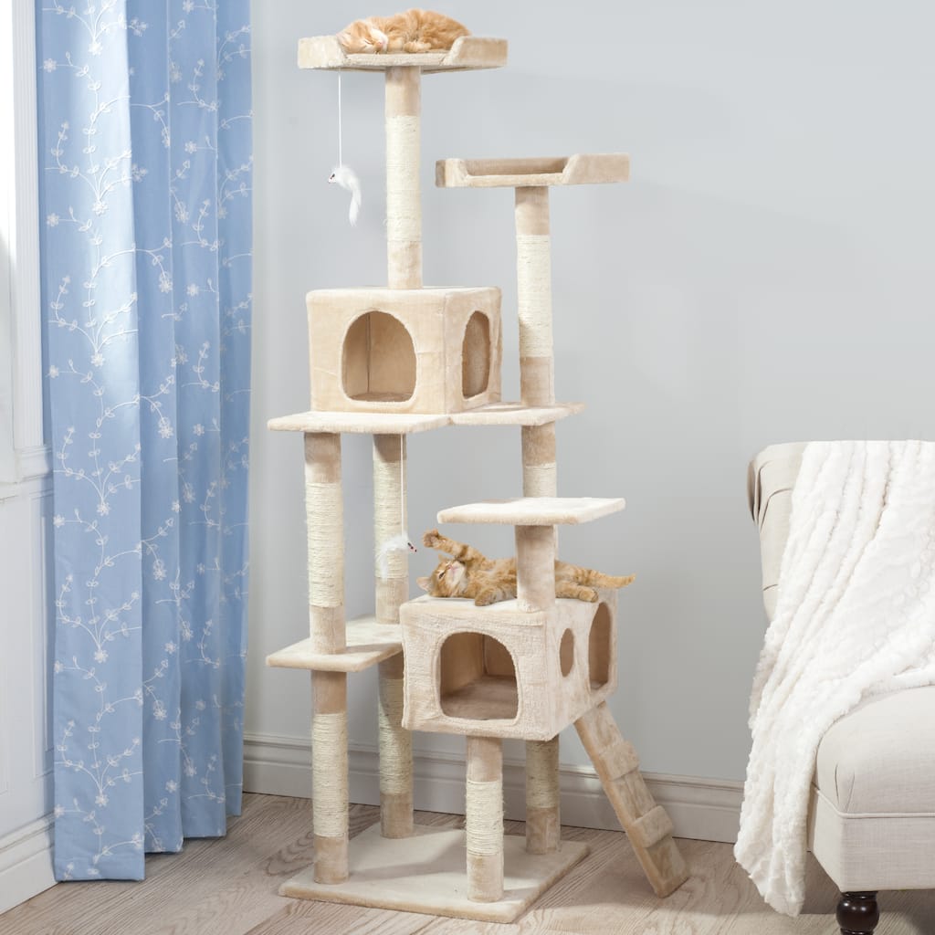 PETMAKER Skyscraper Tan Sleep and Play Cat Tree
