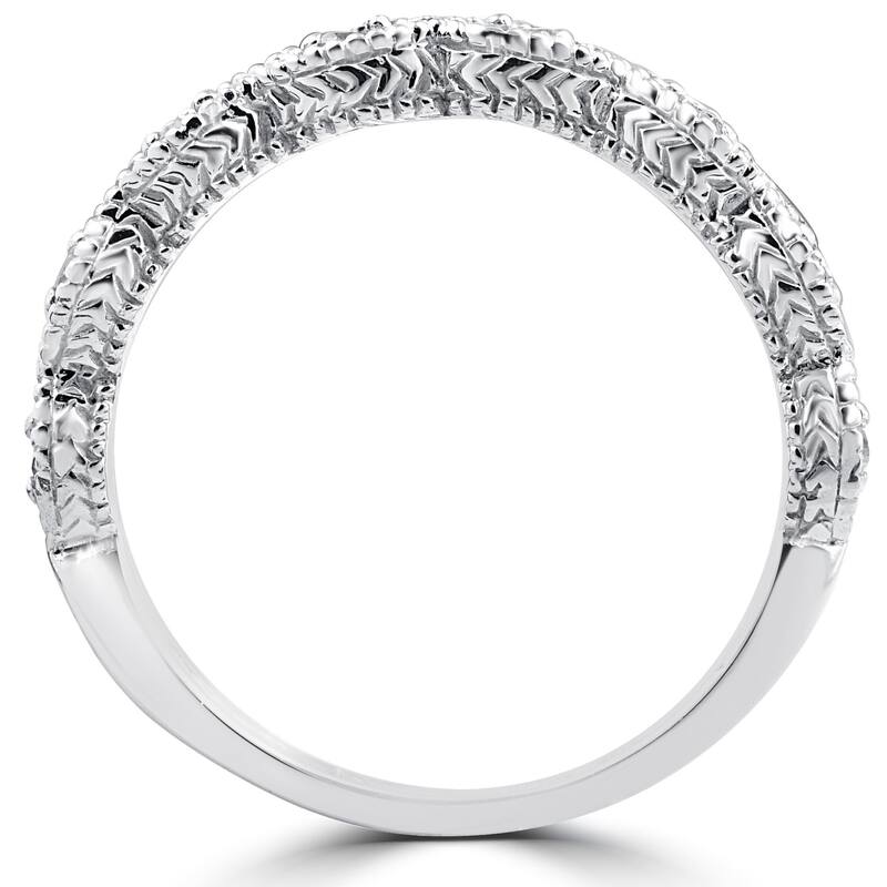 10k White Gold 1/10 ct TDW Vintage Stackable Ring