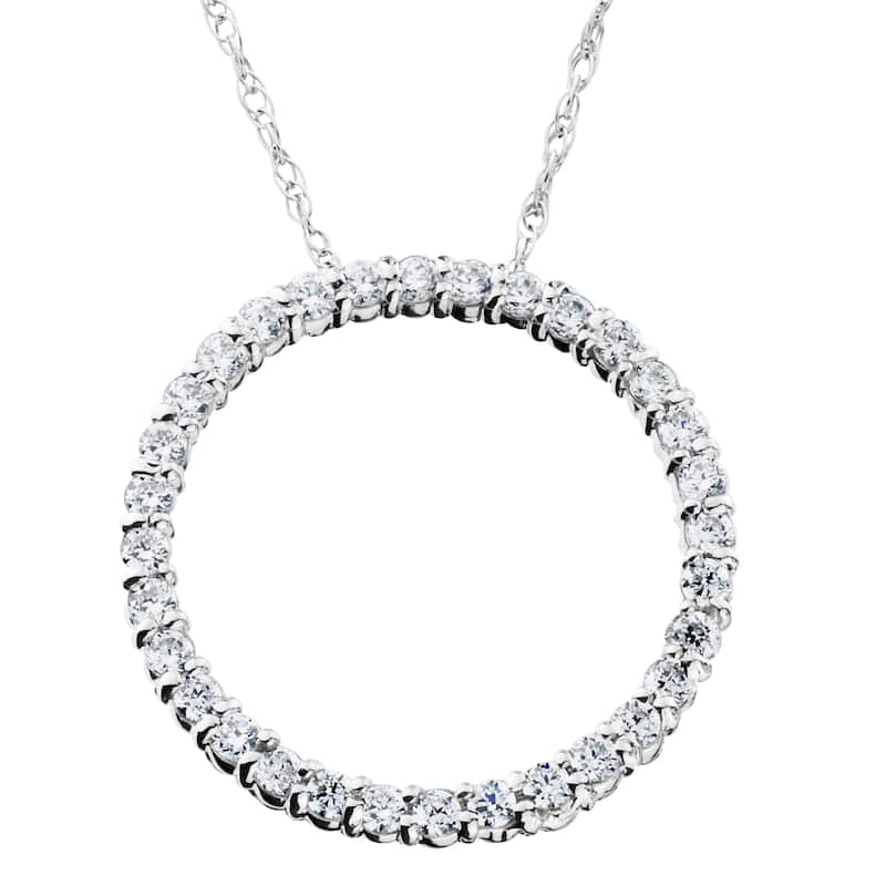 14K White Gold 1/2ct TDW Circle Of Life Diamond Pendant