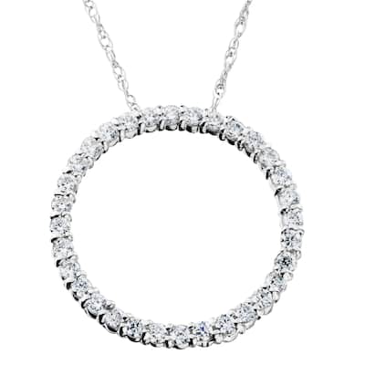 14K White Gold 1/2ct TDW Circle Of Life Diamond Pendant