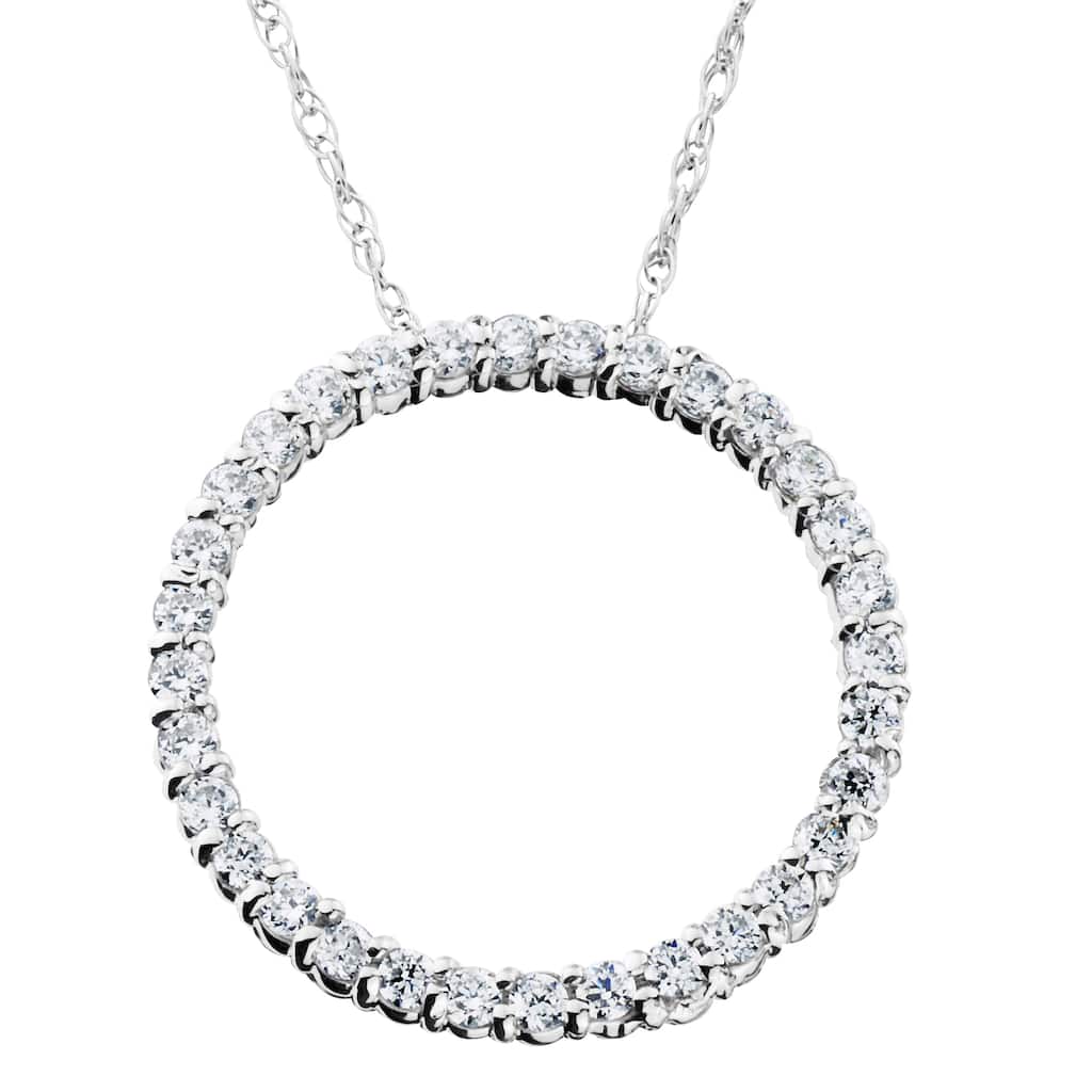 14K White Gold 1/2ct TDW Circle Of Life Diamond Pendant