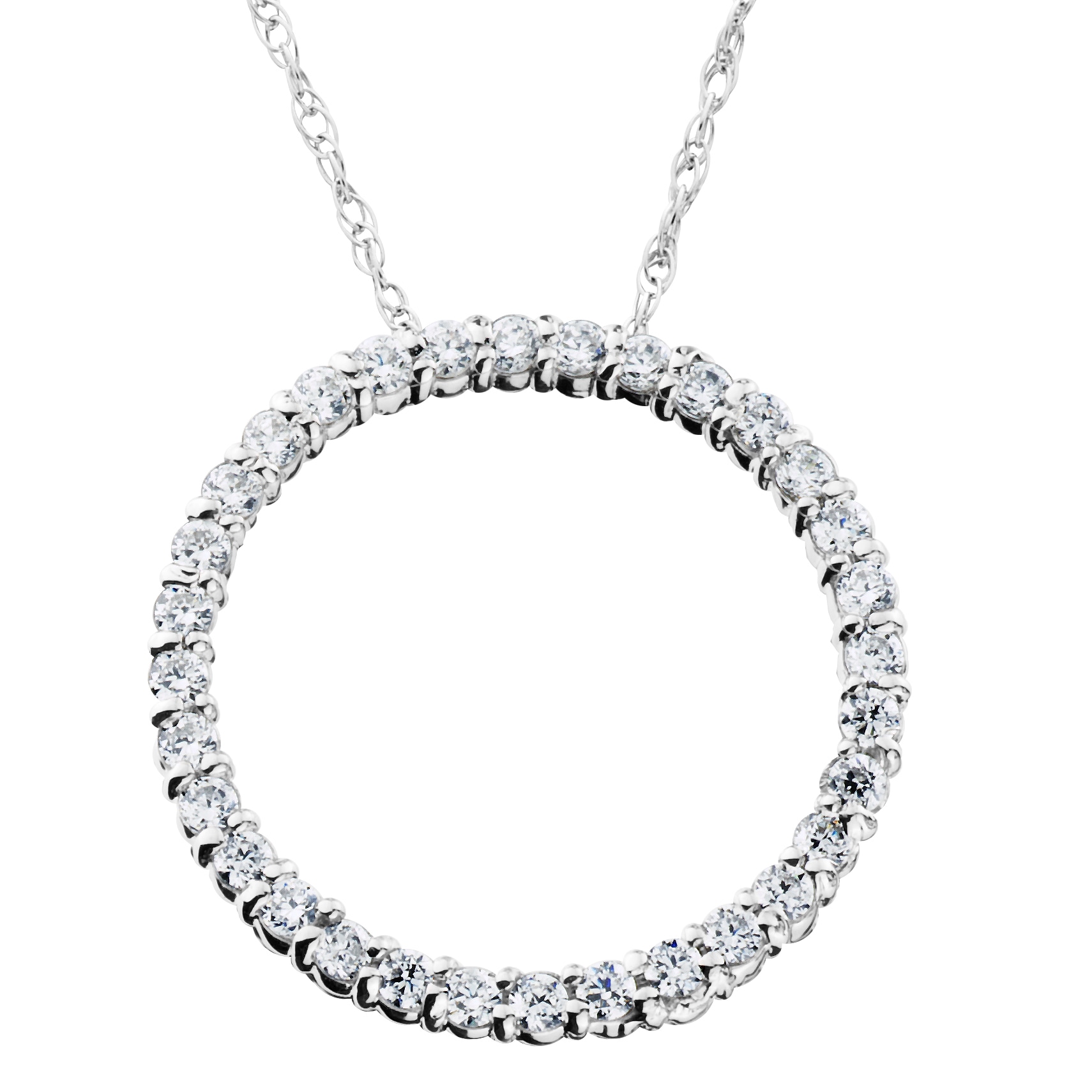 Bliss Diamond 14K White Gold 1/2ct TDW Circle Of Life Diamond Pendant