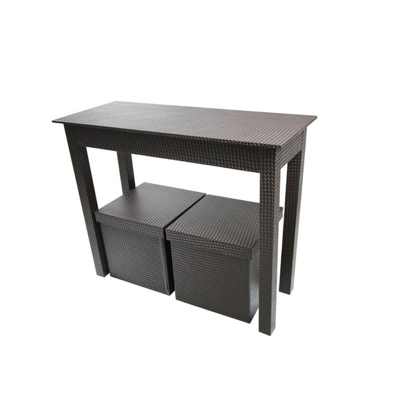 Dark Brown Leatherette Console Table And Two Matching Dark Brown Leatherette Console Table And Two Matching