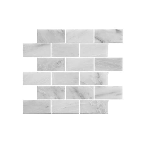 11.75-inch Marbled Brick Pattern Stone Mosaic Wall Tile (Pack of 11)
