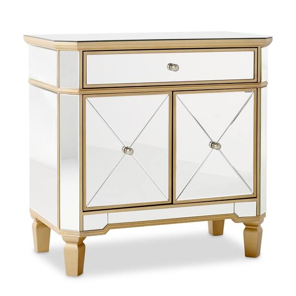 Shop Black Friday Deals On Abbyson Alexis Gold Trim Mirrored Console Cabinet Overstock 10612248