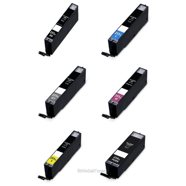 6PK 2 x CAN-PGI250 XL + CAN-PGI251 XL (C M Y GY) Compatible Ink Cartridge For Canon PIXMA MX300 series (Pack of 6)