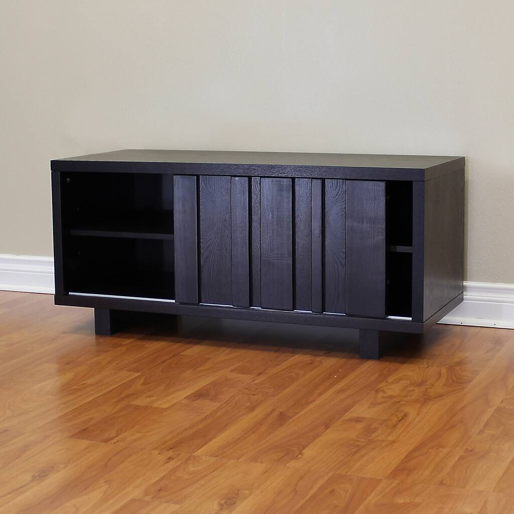 Conrad 42-inch Dark Birch Sliding Door Storage Bench