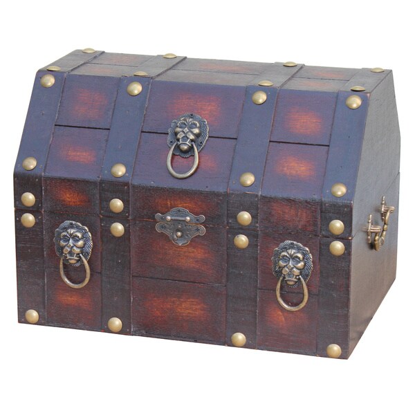 Antique Pirate Treasure Chest with Lion Rings - 17683877 - Overstock ...