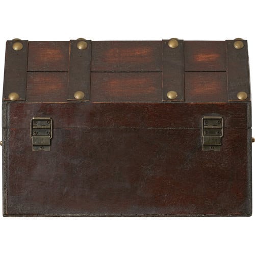 Antique Wooden Pirate Chest with Lion Rings and Lockable Latch - Brown