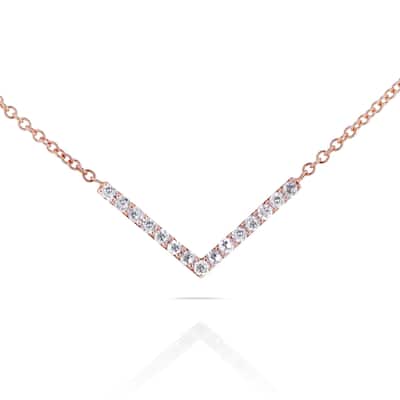Annello by Kobelli 14k Rose Gold 1/10ct TDW Diamond Chevron Breast Cancer Awareness Necklace