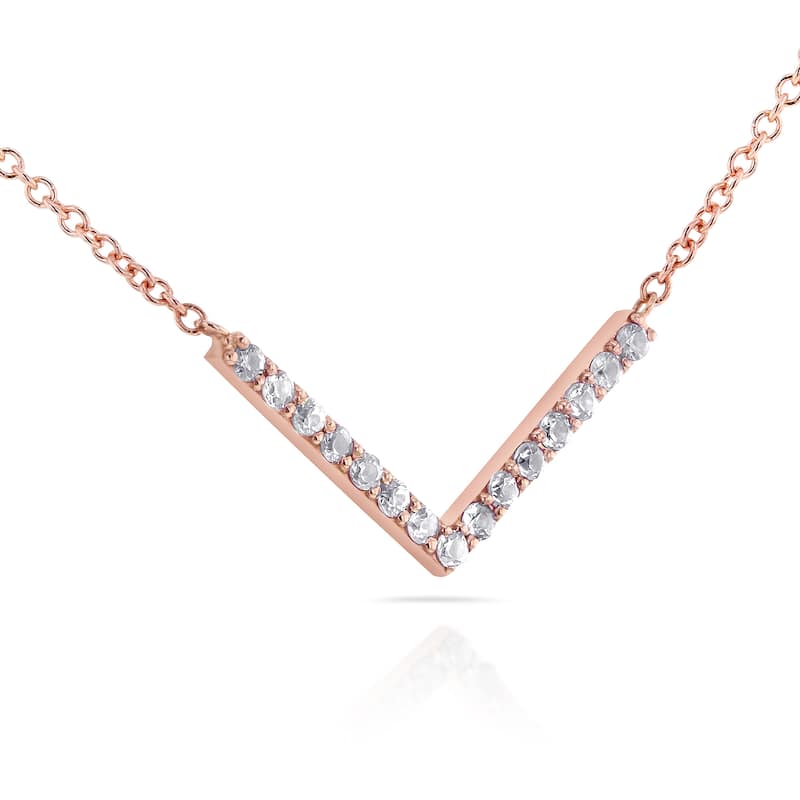 Annello by Kobelli 14k Rose Gold 1/10ct TDW Diamond Chevron Breast Cancer Awareness Necklace