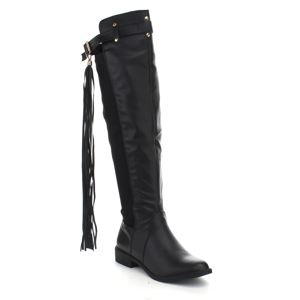 knee high tassel boots