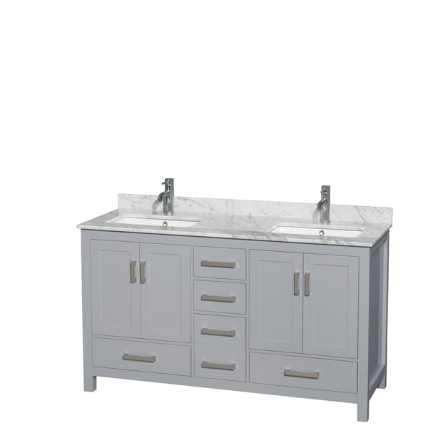 Wyndham Collection Sheffield 60 Inch Gray Double Vanity Wyndham Collection Sheffield 60 Inch Gray Double Vanity Undermount Square Sinks