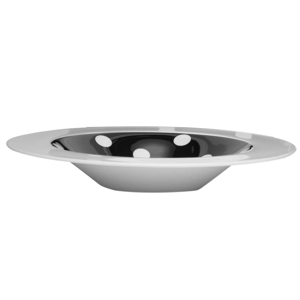 Red Vanilla Freshness Dots Black Rim Soup Bowl 9.5-inch Diameter (Set of 6)