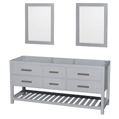 Wyndham Collection Natalie 72-inch Gray Double Vanity, 24-inch Mirrors