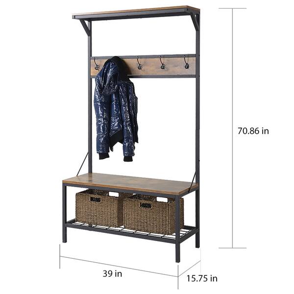 Shop 71 Inch 3 Shelf Antique Wood Hall Tree Coat Rack Model