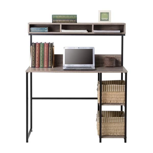 Shop Laptop Desk With Hutch In Natural Reclaimed Wood Overstock