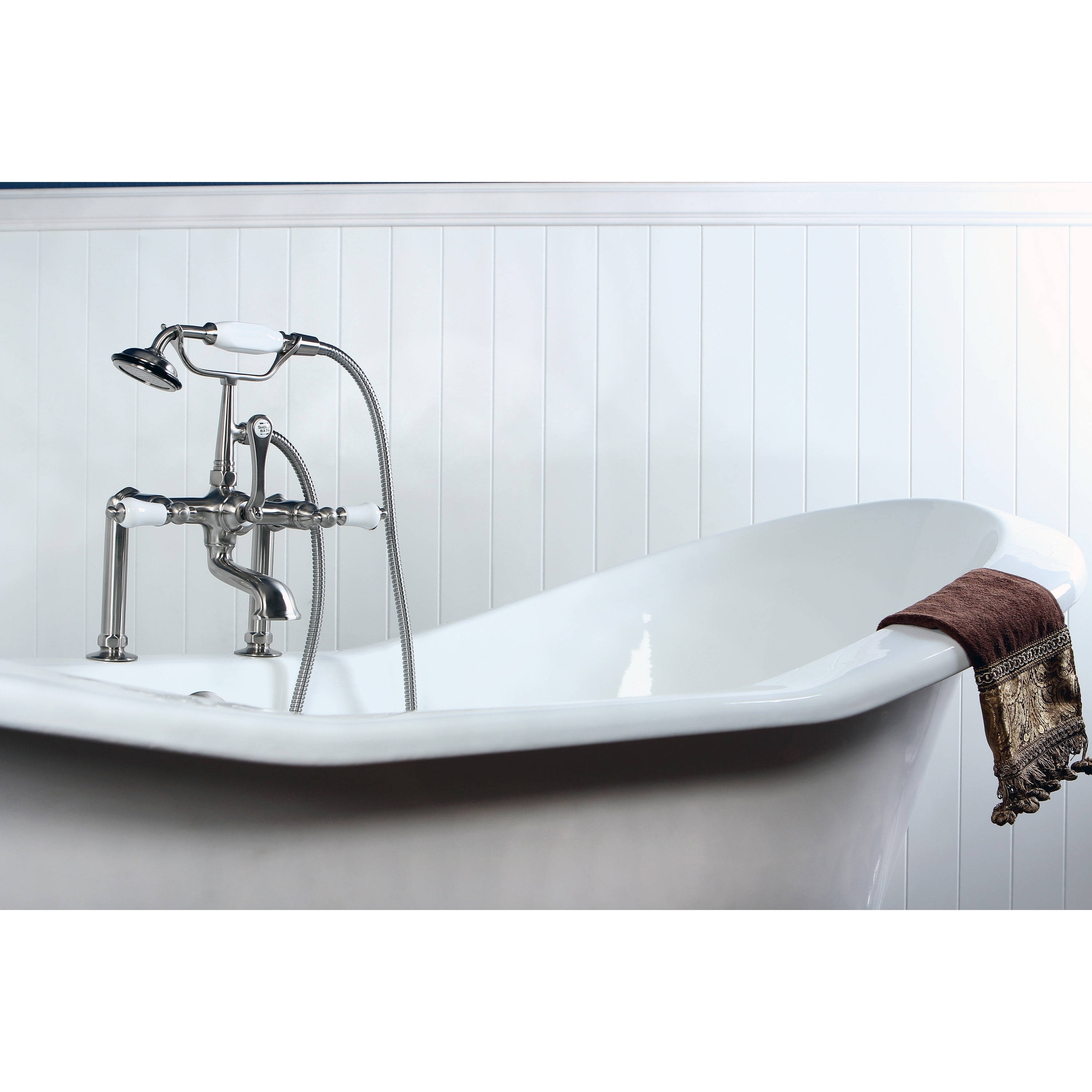 Shop Deck Mount Brushed Nickel Clawfoot Tub Faucet With Hand