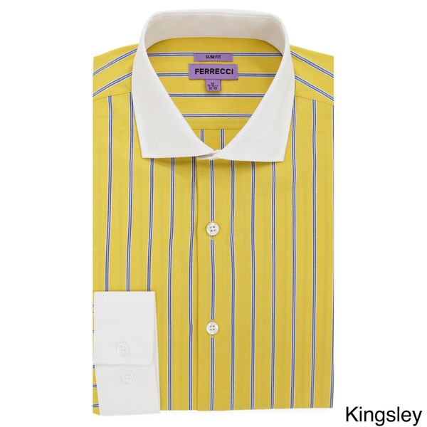 mens yellow striped dress shirt