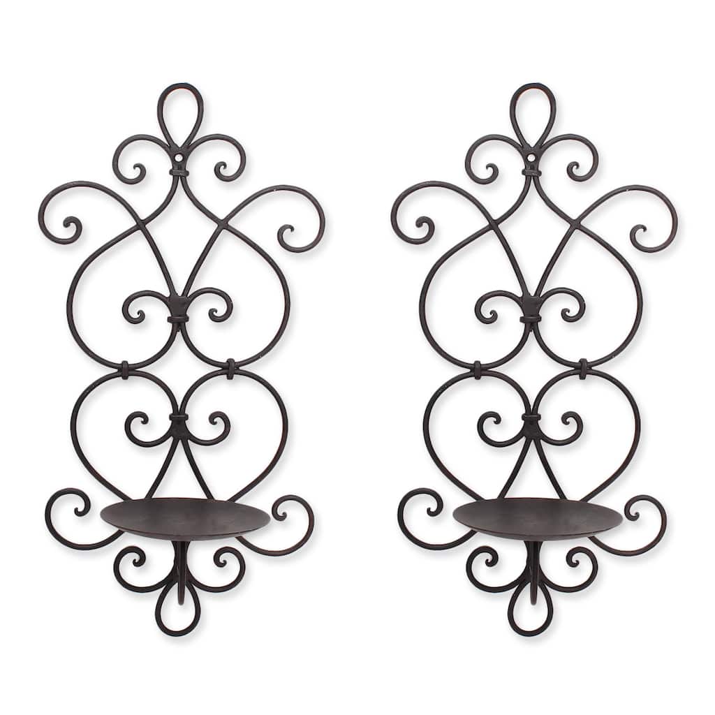 Adeco Decorative Iron Vertical Candle Holder Wall Sconce (Set of 2)