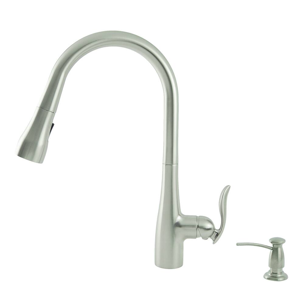Fontaine Majeste Brushed Nickel Single Handle Pull Down Faucet with Soap Dispenser