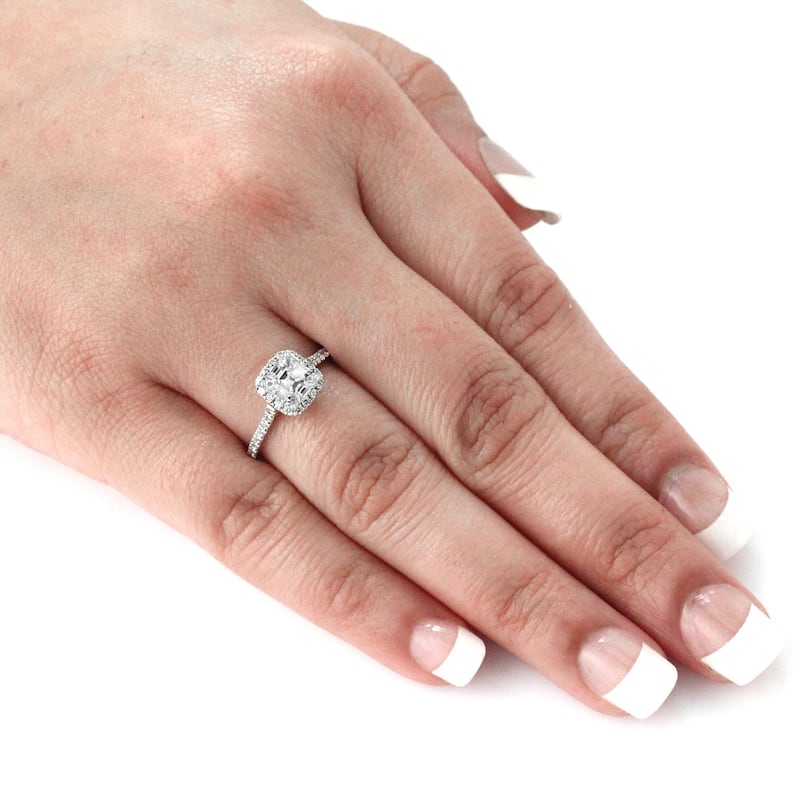 Auriya 14k Gold 1 1/2ctw Asscher-cut Halo Diamond Engagement Ring Certified (E-F, VVS1-VVS2)