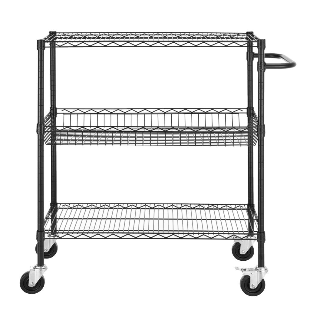 45-inch Heavy Duty Commercial Grade Black Wire Shelving Cart