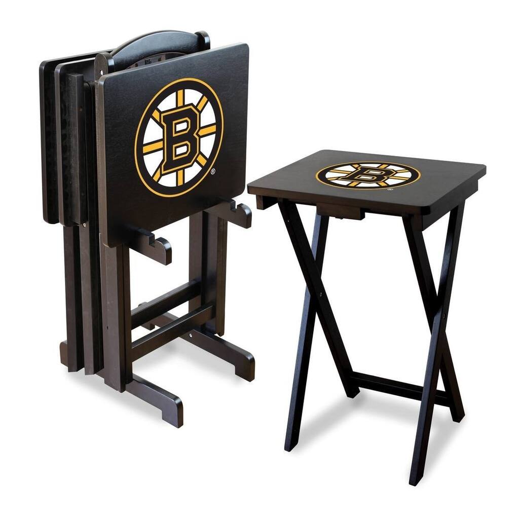 Official Licensed NHL Hockey TV Snack Trays with Storage Rack (Set of 4)