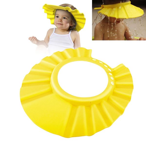 Children Safe Shampoo Shower Bathing Protection Bath Cap Soft Adjustable Visor Hat for Toddler Yellow Kids Baby zyp