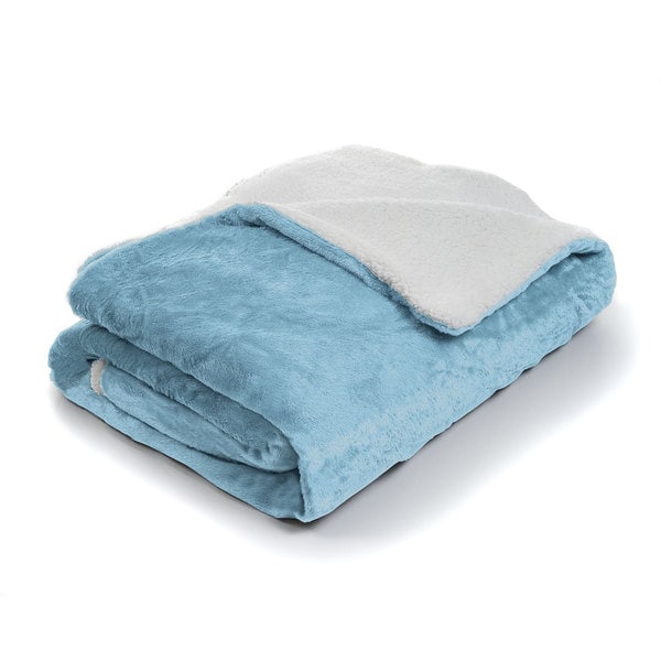 Shop Fleece Blanket with Sherpa Backing (Twin) On Sale Free