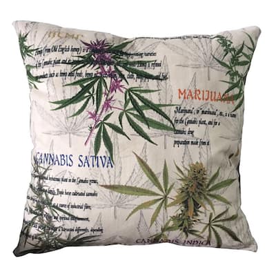MJFI 20-inch Cannabis Bliss Botanical Marijuana Print Microfiber Throw Pillow