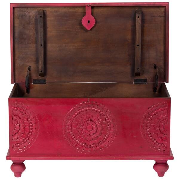 Handmade Leela Red Medallion Coffee Table Trunk 18 X Handmade Leela Red Medallion Coffee Table Trunk 18 X