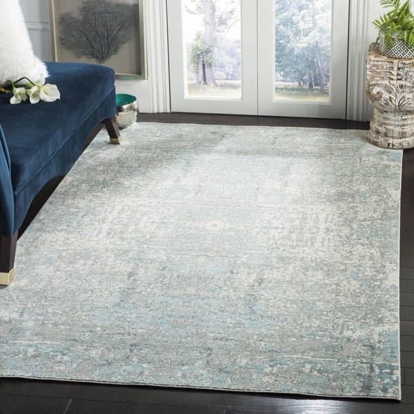Safavieh Mystique Watercolor Teal/ Multi Silky Rug - 9' x 12'