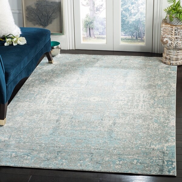 Safavieh Mystique Watercolor Teal/ Multi Silky Rug - 9' x 12'