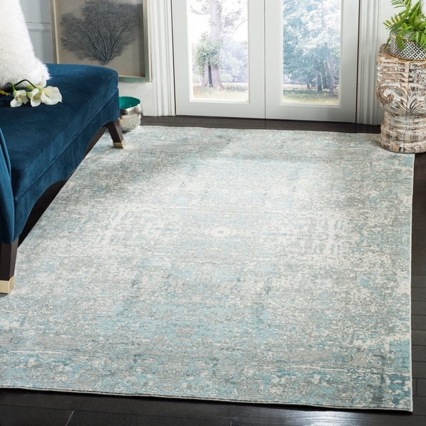 Safavieh Mystique Watercolor Teal/ Multi Silky Rug - 8' x 10'
