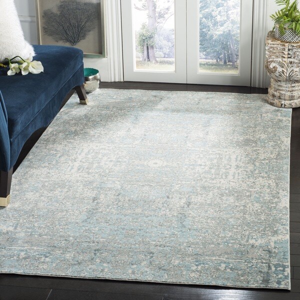 Safavieh Mystique Watercolor Teal/ Multi Silky Rug - 8' x 10'