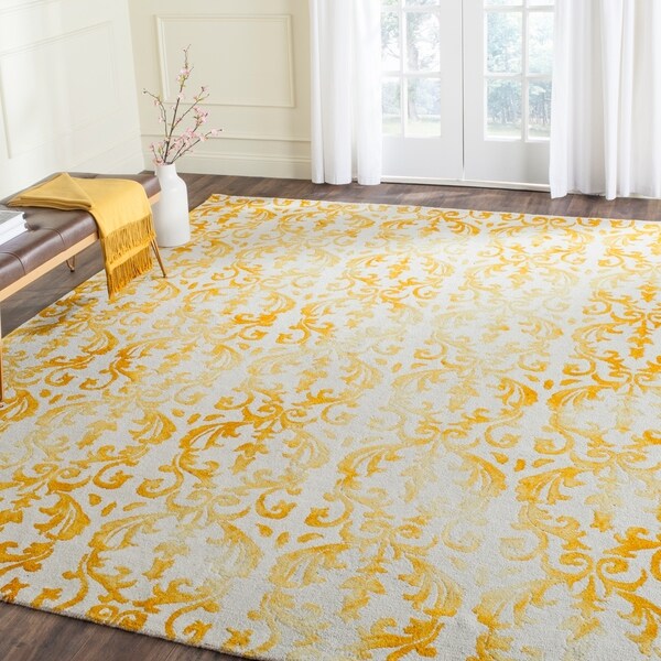 Safavieh Hand-Tufted Dip Dye Ivory/ Gold Wool Rug - 8' x 10'