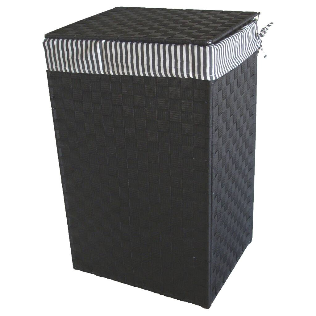 America Basket Company Woven Black Nylon Full-load Metal Frame Lined Hamper