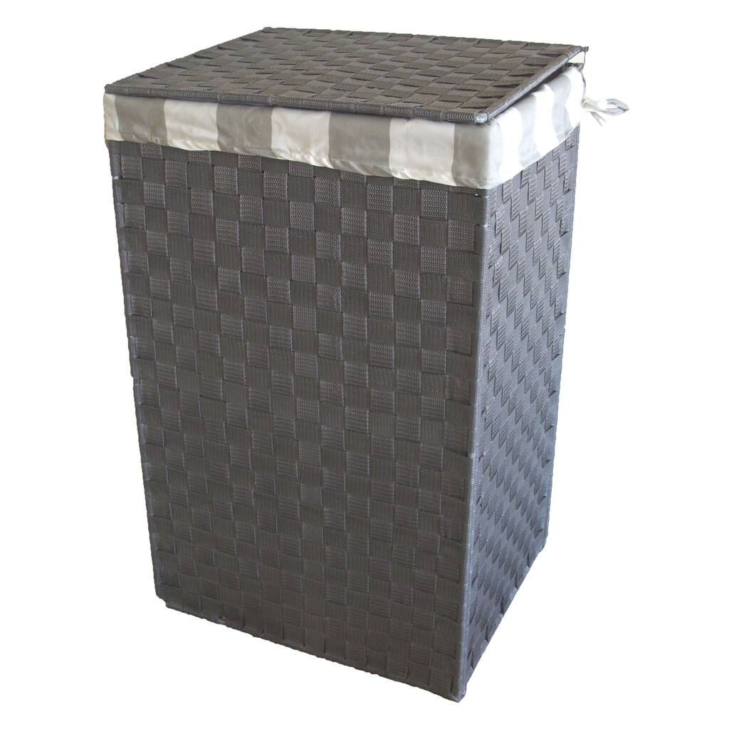 America Basket Company Woven Grey Nylon Full-load Metal Frame Lined Hamper