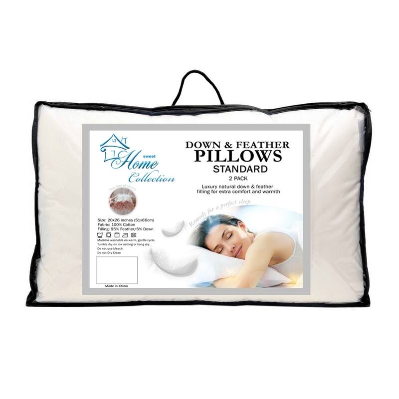 Sweet Home Collection Luxury Natural Feather Bed Pillows (Set of 2) - White - Standard