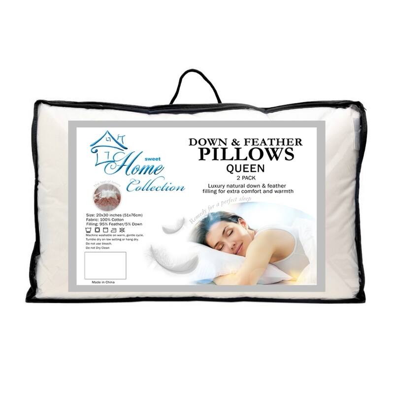 Sweet Home Collection Luxury Natural Feather Bed Pillows (Set of 2) - White - Queen