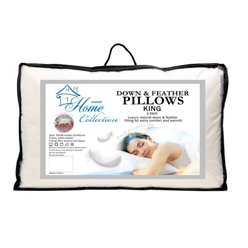 Sweet Home Collection Luxury Natural Feather Bed Pillows (Set of 2) - White - King