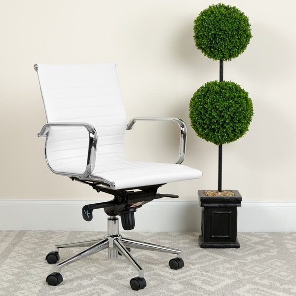 Mid-Back LeatherSoft Executive Office Chair with Gold Frame