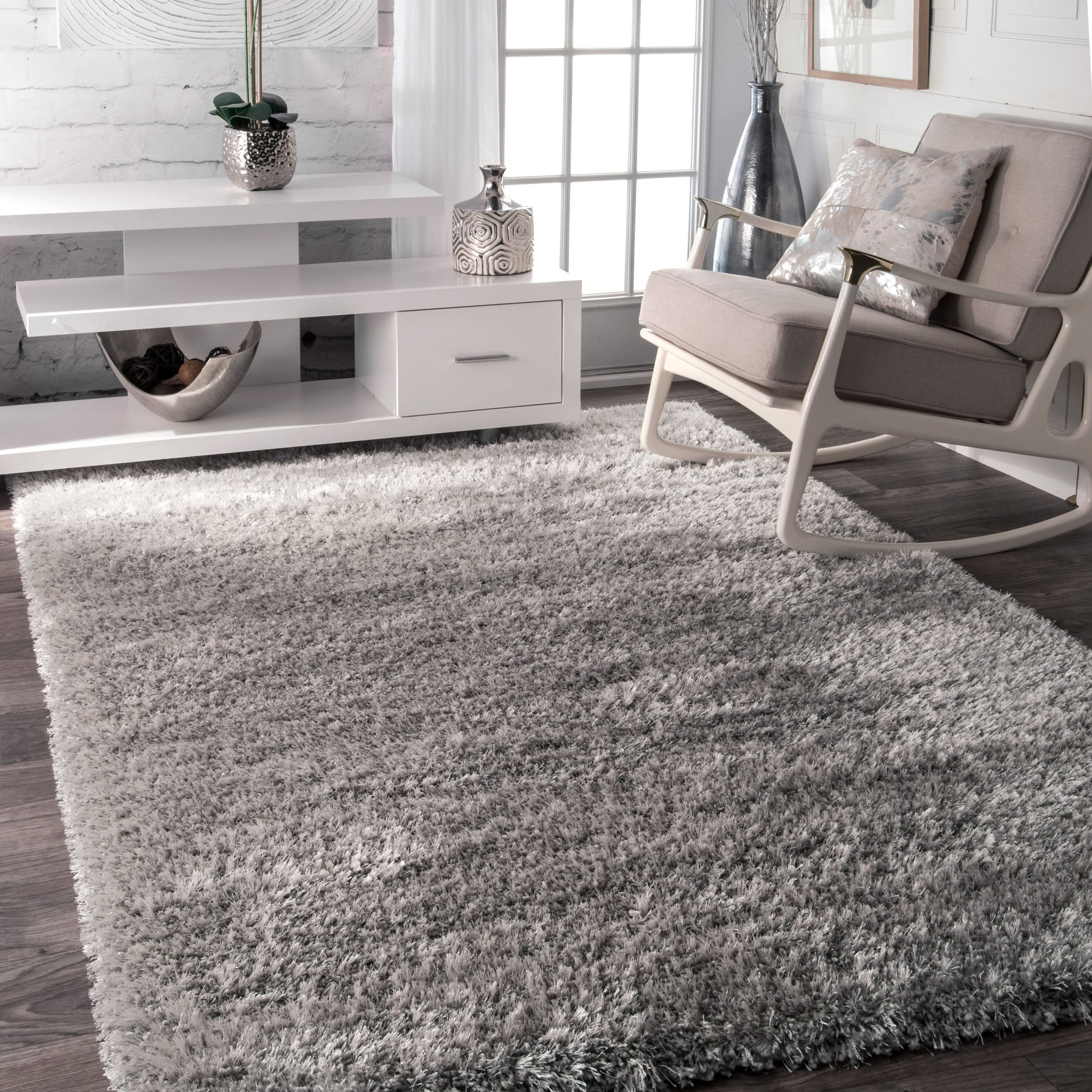 Shop nuLOOM Soft and Plush Solid Thick Shag Grey Rug (5'3 x 7'7) - Free ...